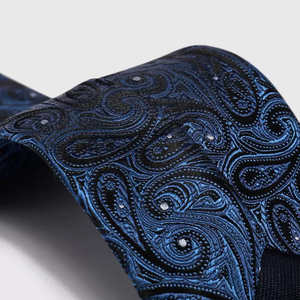 Cravates pour hommes <span class=keywords><strong>bleu</strong></span> marine, cravate paisley 100% soie, corbatas de seda - Product Image 3