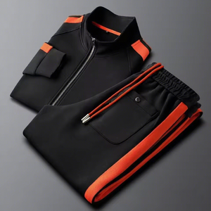 Ensemble de survêtement streetwear colorblock personnalisé avec veste zippée pour homme – Idéal pour le sport et les loisirs - Product Image 2