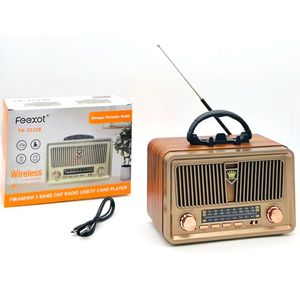 Radio Vintage con Perilla Grande, Altavoz Inalámbrico BT FEEXOT FX-2522B, Radio de 3 Bandas, Carga Tipo-C, 18650 - Product Image 1