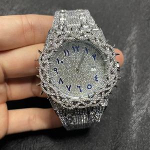 Nuevo Reloj de Lujo para Hombre con Moissanita Incolora VVS, Acero Inoxidable, Titanio, Personalizado, Blanco Hielo, Dorado, Corona, Analógico, Vintage, Cristal, Silicona - Product Image 2