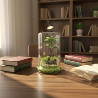 Dôme en verre vide pour exposition de fleurs, terrarium pour plantes avec base en verre pour la décoration intérieure et les fêtes de Noël