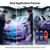 Shampoo liquide moussant pour lavage de voiture au pH neutre, tons bleu, rose, violet DIY, doux pour la peinture d'origine, le PPF, le chrome et le caoutchouc