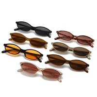 Lunettes de soleil ovales vintage unisexe, verres jaunes café, protection UV400, monture PC, style tendance, nouveauté