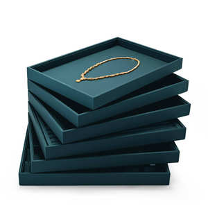 JINSKY Luxury PU Leather Jewelry Rack Display <b>Tray</b> for Rings Pedants Bangles Necklaces - Product Image 2