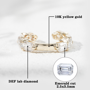 Pendientes de Clip Starsgem, Joyería de Oro de 10K con Diamante Cultivado en Laboratorio, Corte Esmeralda Redondo, Clip para Oreja con Diamante Suelto, Brazalete para Oreja - Product Image 5