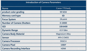 Para Cámara DSLR 77D de 24.2MP con Wi-Fi y Pantalla Táctil, Ligera para Fotografía de Viajes y Vlogging, Grado A+, Video 1080P, 1 Año de Garantía - Product Image 6