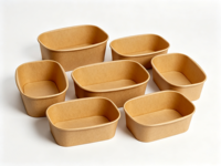 Emballages alimentaires ronds bruns écologiques à emporter, emballage rapide en papier kraft, bol à salade