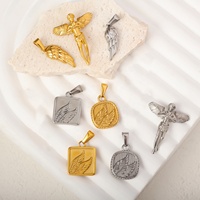 Pendentif ange gardien MECYLIFE en acier inoxydable, pendentif aile d'ange, pendentif archange, breloques pour collier, breloques plumes DIY