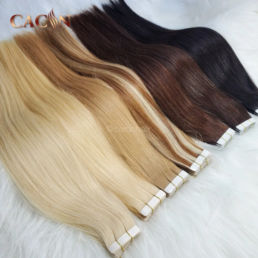 26 inches wave hair extensions tape in adhesive, hair extensions tape in natural, virgin cuticle aligned curly tape in hair