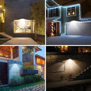 Solar Lights 120 LED with Lights Reflector 270 Degree Wide Angle IP65 Waterproof Security Lights for Front <strong>Door</strong> Yard Garage - Product Image 6
