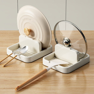 Kitchen Pot Lid Rack With <b>Tray</b> Square Foldable Countertop <b>Storage</b> For Spoon Spatula Holder Draining Rack - Product Image 1