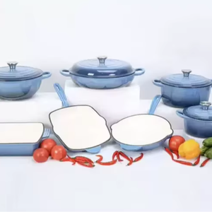 Ensemble de casseroles <span class=keywords><strong>en</strong></span> <span class=keywords><strong>fonte</strong></span> émaillée, sept pièces, avec couvercle, robuste, pour <span class=keywords><strong>la</strong></span> <span class=keywords><strong>cuisine</strong></span>, compatible four - Product Image 1