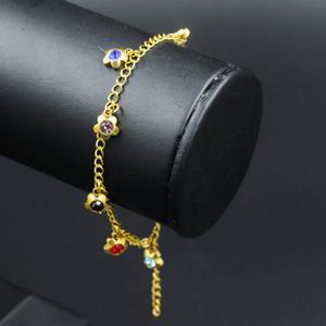 สร้อยข้อเท้าสแตนเลสสตีลชุบทองคำแท้ 18k แบบเกาหลี ประดับลูกเหล็ก - Product Image 2