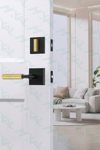 Poignée de porte extérieure moderne en laiton satiné noir avec levier moleté en aluminium et serrure à pêne dormant en alliage de zinc sécurisée à clé - Product Image 5