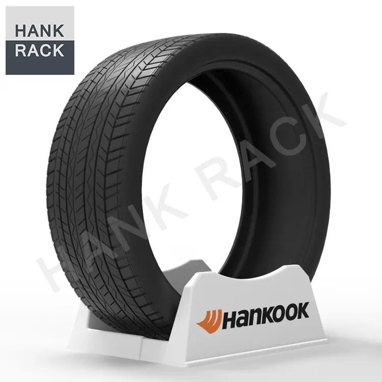 Customized retail store metal steel plastic Hankook tire wheel display floor standing auto tyre display stand