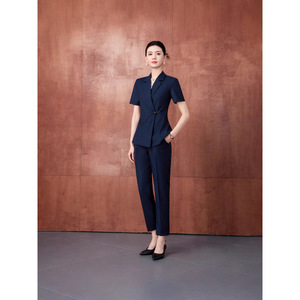 Women's Suit <b>Set</b> Short Sleeve <b>Blazer</b> Skirt Formal Workwear Anti-Wrinkle Worsted Fabric Commute Style - Product Image 4