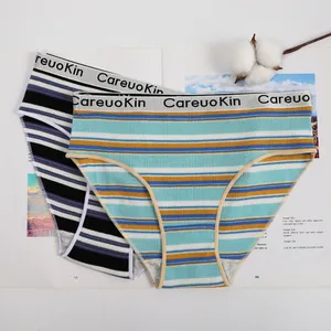 New 2023 design Rainbow cute panties striped women cotton underwear for ladies fashion pattern assorts pack of 12 UOKIN A6973