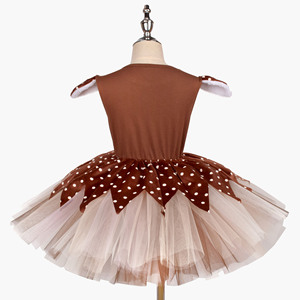 Robe en polyester à imprimé rennes de Noël avec jupe bouffante pour filles, tenue de fête pour enfants et séances <span class=keywords><strong>photo</strong></span> - Product Image 4