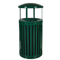 Conteneurs de déchets ronds d'extérieur en acier Poubelle à l'extérieur du parc de la rue Poubelle en métal Poubelle à poussière de recyclage commerciale publique