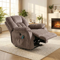 Fauteuil inclinable électrique confortable en peluche marron, en microsuède doux, pour salon (vente en gros)