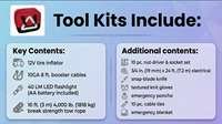 Kit d'outils d'urgence 33 pièces avec gonfleur rapide de pneus 12V 100PSI et câbles de démarrage robustes pour la sécurité automobile