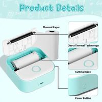 Printer Saku Mini Tanpa Tinta Phomemo T02, Printer Foto Termal Mini Portabel
