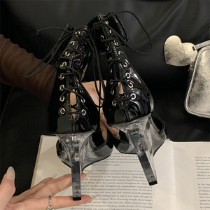 Zapatos de Mujer Diseño Verano 2025, Tacones Altos Transparentes de Moda, Tacones de Cuña con Punta en Pico, Zapatos de Tacón para Dama - Product Image 4