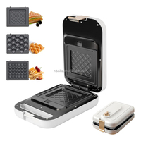 Aifa Mini gaufrier avec 3 en 1 plaques amovibles Machine à sandwich personnelle Gaufrier à bulles