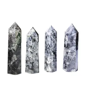 Venta directa de fábrica Natural Larvikite de granito de Perla Azul Punto de curación obelisco Torre pulido varita de cristal para la decoración