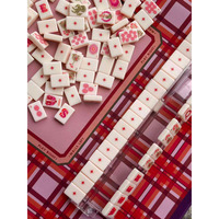 Jeu de Mahjong Américain Vintage en Acrylique Crème Désertique avec Tuiles à Motifs de Cowboy, Fer à Cheval et Floraux pour Jeu de Loisirs