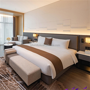 Budget Friendly Wood Frame Fabric Headboard Hotel King <b>Queen</b> <b>Size</b> <b>Bed</b> Set Modern Commercial Hotel Bedroom Furniture Supplier - Product Image 5