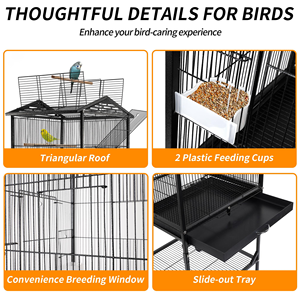 กรงนกคุณภาพสูงขนาดใหญ่ทำจากลวดเหล็กพร้อมหลังคา - Product Image 2