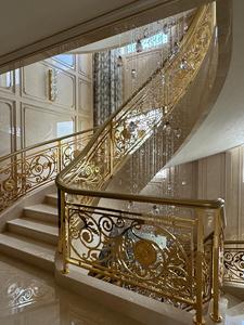 Biệt thự sang trọng nội thất lan can bằng đồng thiết kế hiện đại lan can bằng thép không gỉ và ban công khắc hoa văn lan can cầu thang - Product Image 6