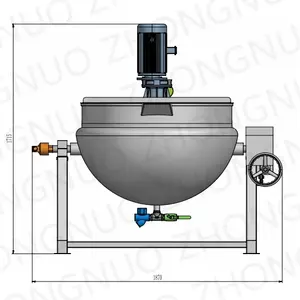 Ketel Berjaket Industri Baja Tahan Karat 50L- 600L dengan Pengaduk Sup Bubur Sanitasi Ketel Pencampur Memasak Ketel Berlapis