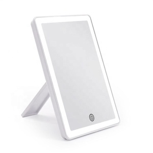 Miroir de maquillage Portable, protectrice de voyage, double puissance, carré, LED, blanc, écran tactile - Product Image 1