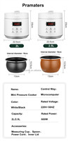 Cuisinière à pression numérique haute performance 2,5 L avec commande tactile, 600 W, cuve intérieure en aluminium, multifonction, marque personnalisée disponible