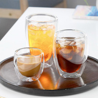 Prix de gros Tasse à café en verre transparent en borosilicate de haute qualité Tasse à café en verre à double paroi