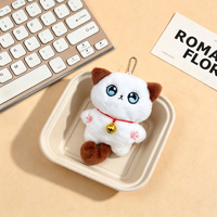 En gros, Porte-clés en peluche chat siamois mignon qui couine, poupée animal en peluche, breloque de sac à dos, jouet pendentif doux, cadeau