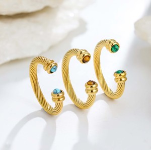 Twisted Wire 18K Gold Plated Stainless Steel Women's <b>Ring</b>-Trendy Multi-Color Option Design Elegant Versatile Casual Gathering - Product Image 4