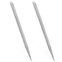 2 pièces - Poussoir et éliminateur de cuticules en acier inoxydable pour ongles des mains/des pieds - Soins professionnels de la pédicure - Nettoyage des ongles portable