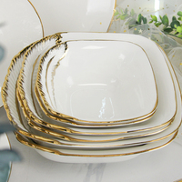 Service de vaisselle en céramique de luxe pour hôtel, mariage, fête, restaurant, banquet, maison, assiette à steak, assiette à fruits, vente en gros