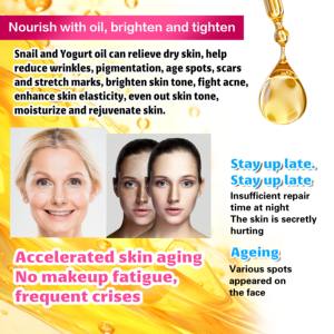ROUSHUN <span class=keywords><strong>Huile</strong></span> <span class=keywords><strong>essentielle</strong></span> corporelle Yaourt d'<span class=keywords><strong>escargot</strong></span> <span class=keywords><strong>Huile</strong></span> éclaircissante anti-acné pour le visage et le corps - Product Image 3