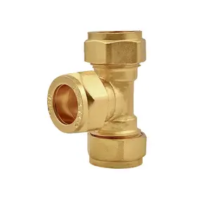 Free Sample Three Joint Brass Tee Fittings Lead Free Plumbing Fittings Brass for Copper Pipes
