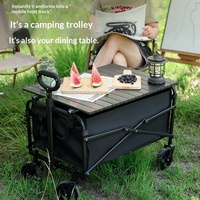 Chariot utilitaire pliable en métal, chariot de camping portable, chariot de pique-nique, chariot de courses extérieur avec poignée
