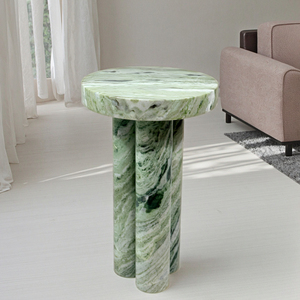 Tavolino rotondo in marmo Shangri <span class=keywords><strong>La</strong></span> verde norvegese con Design moderno tavolino sottile in marmo - Product Image 1