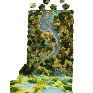 Tappeto in Lana Jacquard Classico Personalizzato con Motivi Foresta/Lago/Erba, Fatto a Mano, Morbido e Peloso, Tuftato a Mano, Eco-Friendly, Antiscivolo - Product Image 1