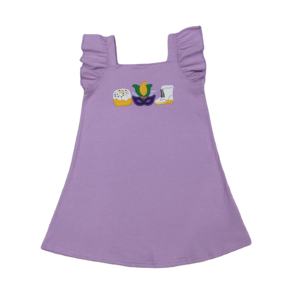 Vestido de Playa GSD3022 RTS para Niña, Estampado de Mardi Gras, Sin Mangas, Transpirable, Antiarrugas, Hasta la Rodilla - Product Image 1