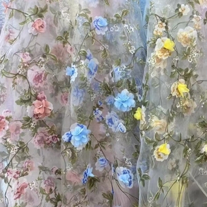Fatto a mano <span class=keywords><strong>Shabby</strong></span> <span class=keywords><strong>Chic</strong></span> 3D fiore ricamato in Organza tessuto traspirante Jacquard ricamato abito fiore abbigliamento tessuto - Product Image 5