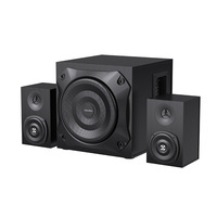 Haut-parleur de bureau en bois pour ordinateur, 21 pouces, avec subwoofer puissant, volume élevé, connectivité USB/AUX/carte TF