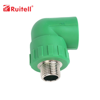 Coude flexible carré en PPR à filetage extérieur, certifié CE/ISO, durable 50 ans, pour accessoires de tuyauterie d'alimentation en eau, fabriqué en Chine